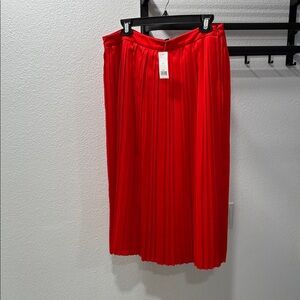 Banana Republic Red Pleated Midi Skirt